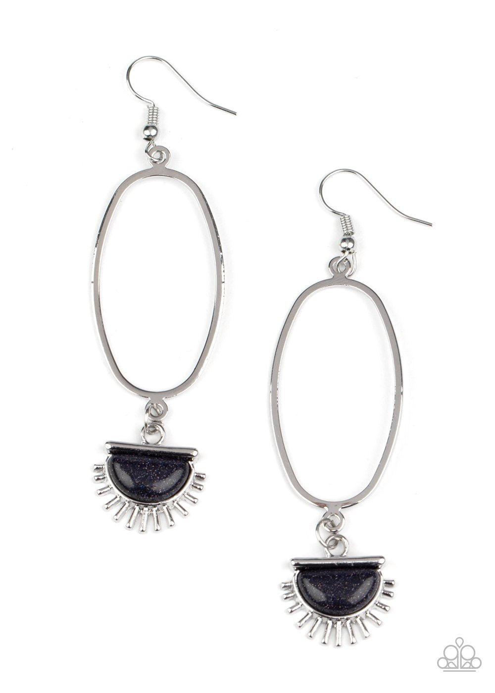 SOL Purpose Blue and Silver Earrings - Paparazzi Accessories- lightbox - CarasShop.com - Paparazzi Jewelry by Cara Jewels