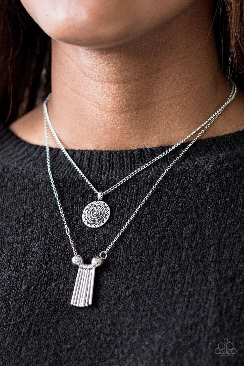 SOL Quest Silver Necklace - Paparazzi Accessories- lightbox - CarasShop.com - Paparazzi Jewelry by Cara Jewels