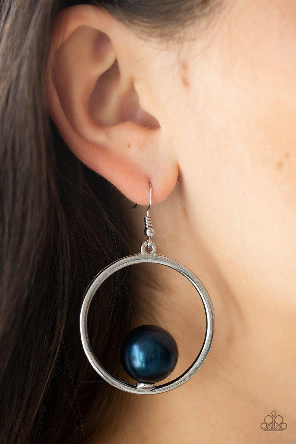 Paparazzi Solitaire REFINEMENT Blue Pearl Earrings