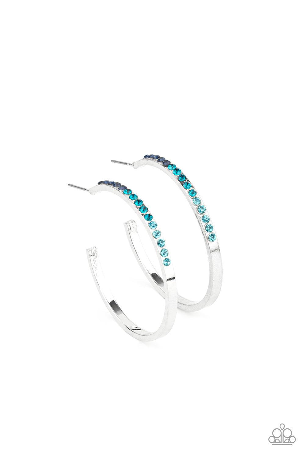 Somewhere Over the OMBRE Blue Rhinestone Hoop Earrings - Paparazzi Accessories- lightbox - CarasShop.com - Paparazzi Jewelry by Cara Jewels