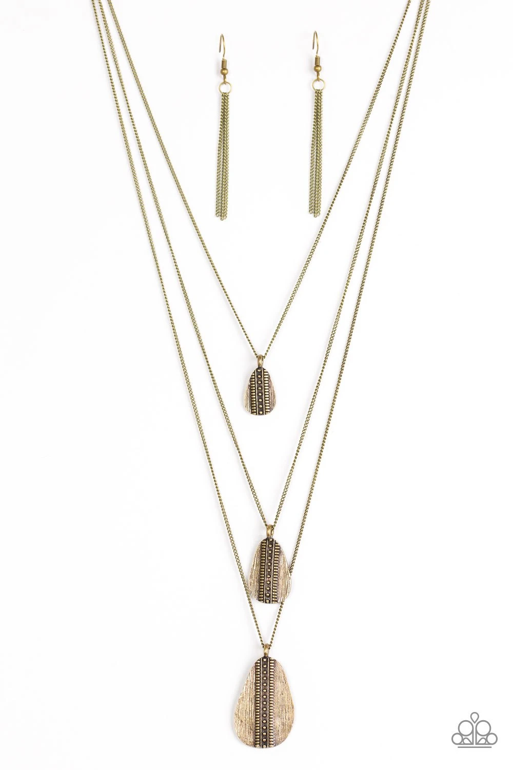 Sonoran Storm Brass Necklace - Paparazzi Accessories- on model - CarasShop.com - Paparazzi Jewelry by Cara Jewels