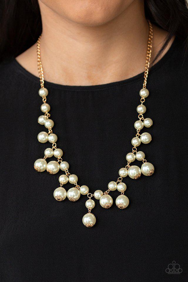 Soon To Be Mrs. Gold Necklace - Paparazzi Accessories- on model - CarasShop.com - Paparazzi Jewelry by Cara Jewels