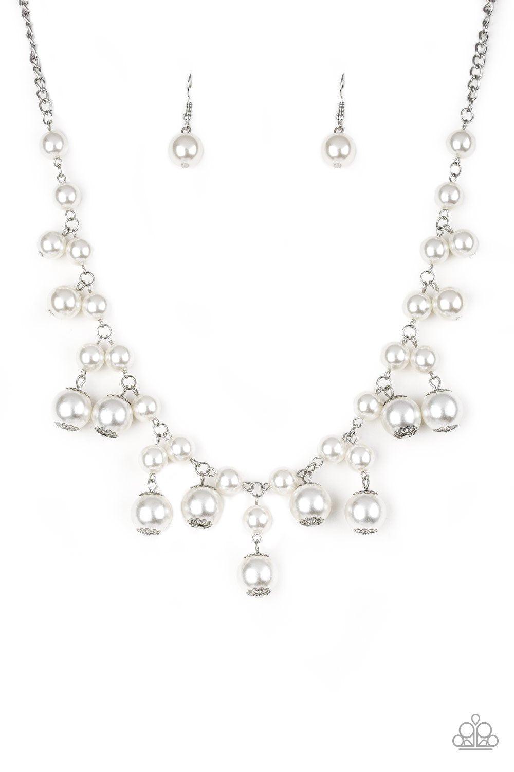 Soon To Be Mrs. White Pearl Necklace - Paparazzi Accessories- on model - CarasShop.com - Paparazzi Jewelry by Cara Jewels