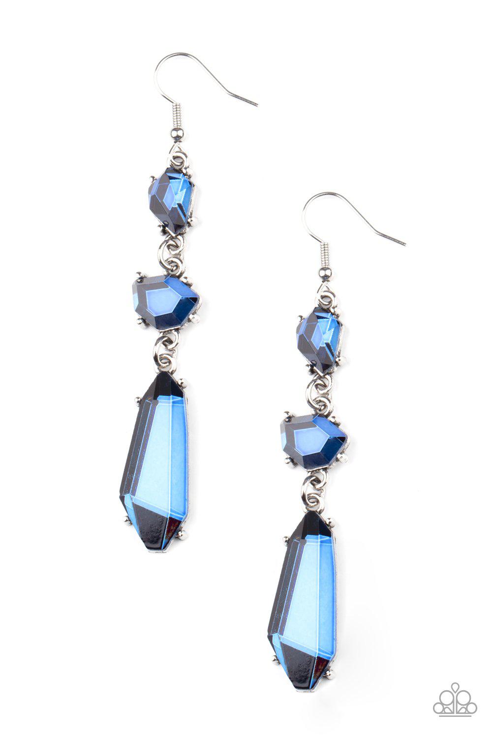 Sophisticated Smolder Blue Rhinestone Earrings - Paparazzi Accessories- lightbox - CarasShop.com - Paparazzi Jewelry by Cara Jewels