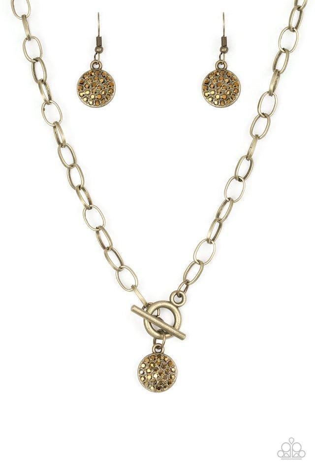 Sorority Sisters Brass Rhinestone Necklace - Paparazzi Accessories- lightbox - CarasShop.com - Paparazzi Jewelry by Cara Jewels