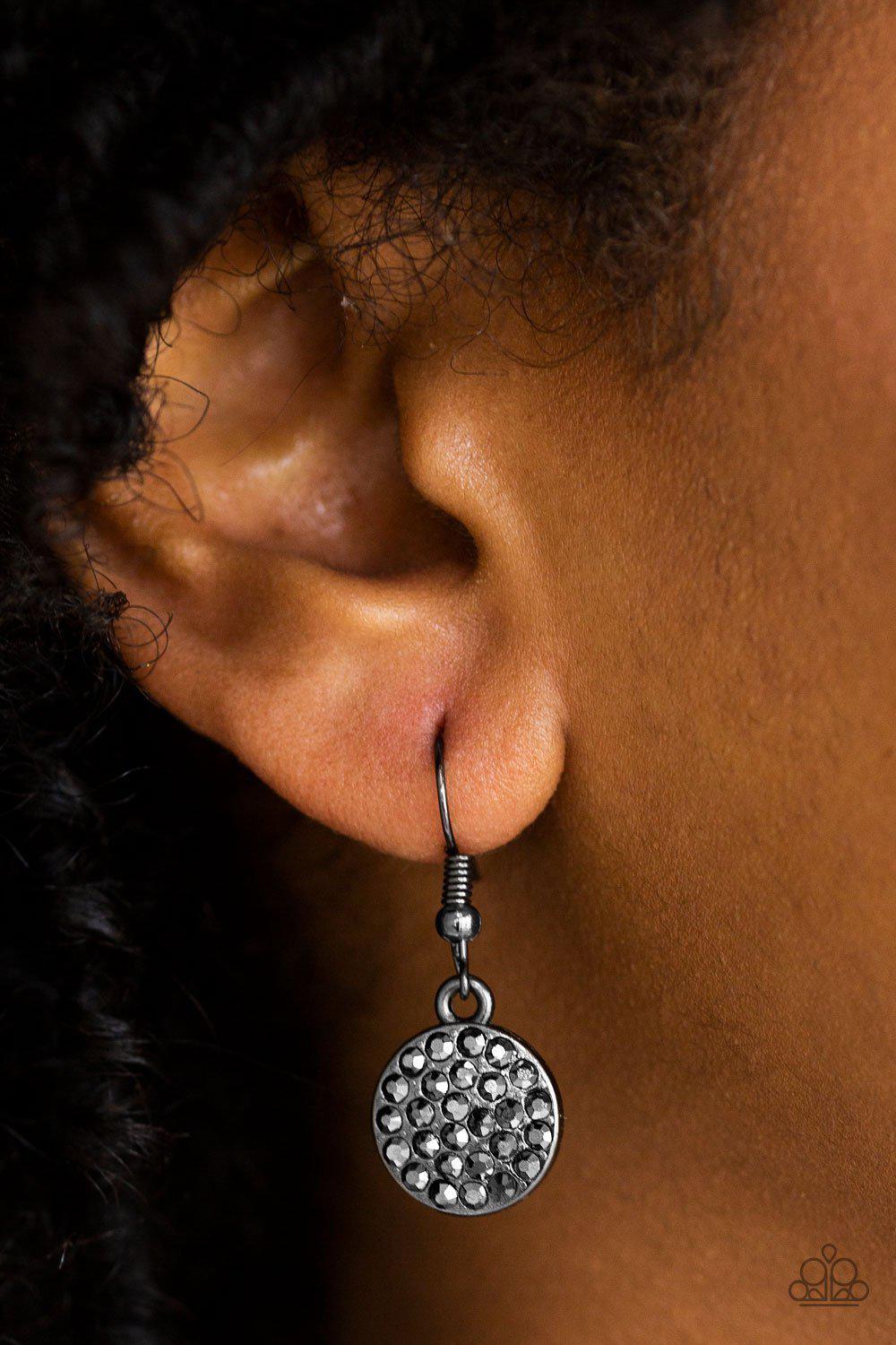 Sorority Sisters Gunmetal Black and Hematite Rhinestone Necklace - Paparazzi Accessories - free matching earrings -CarasShop.com - Paparazzi Jewelry by Cara Jewels