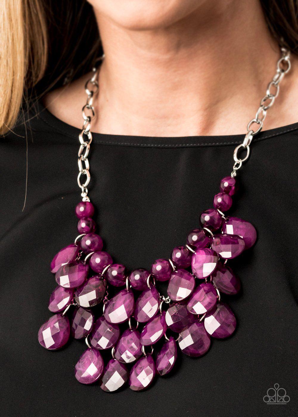 Sorry To Burst Your Bubble Purple Necklace - Paparazzi Accessories- on model - CarasShop.com - Paparazzi Jewelry by Cara Jewels