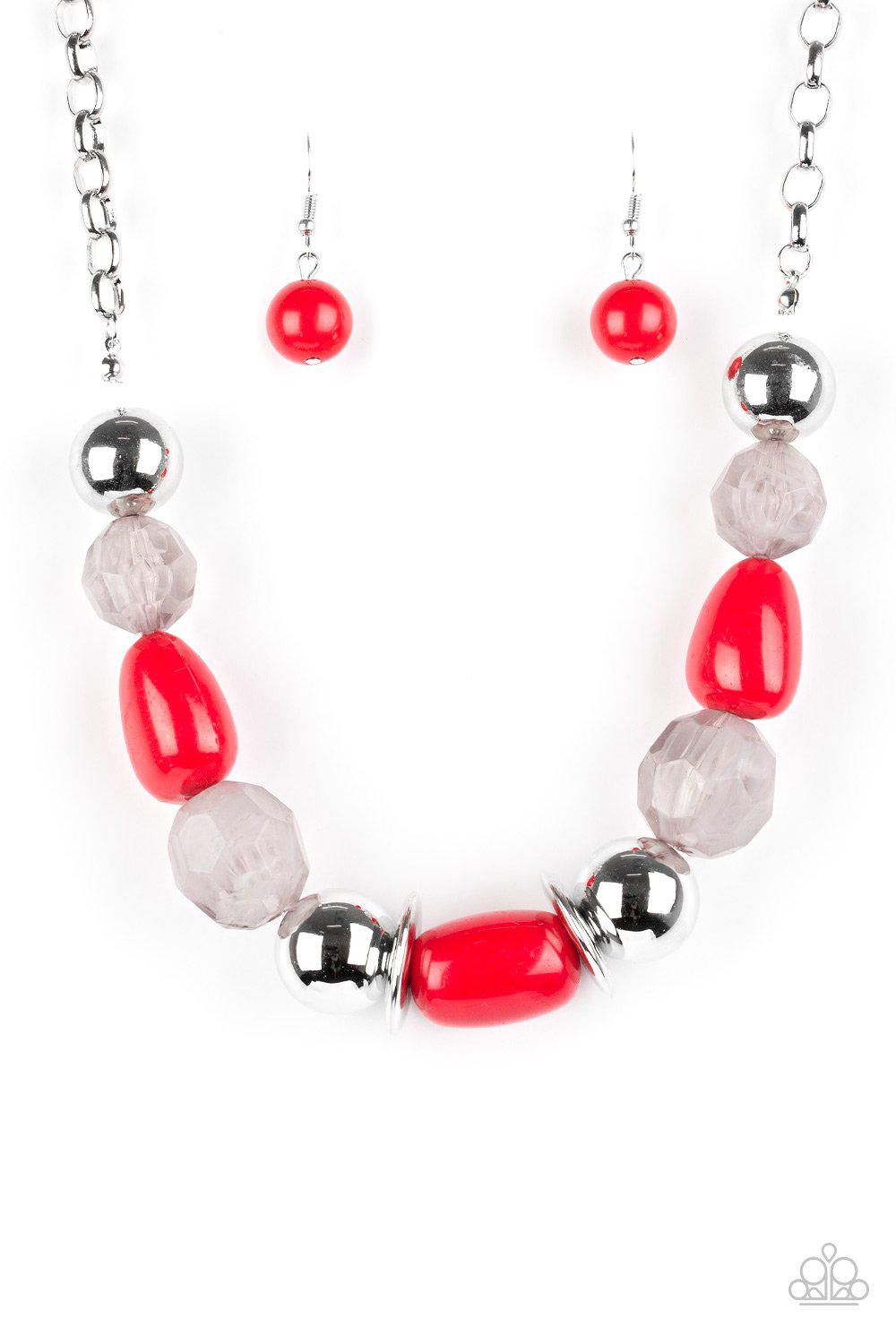 South Shore Sensation Red Necklace - Paparazzi Accessories - free matching earrings -CarasShop.com - Paparazzi Jewelry by Cara Jewels