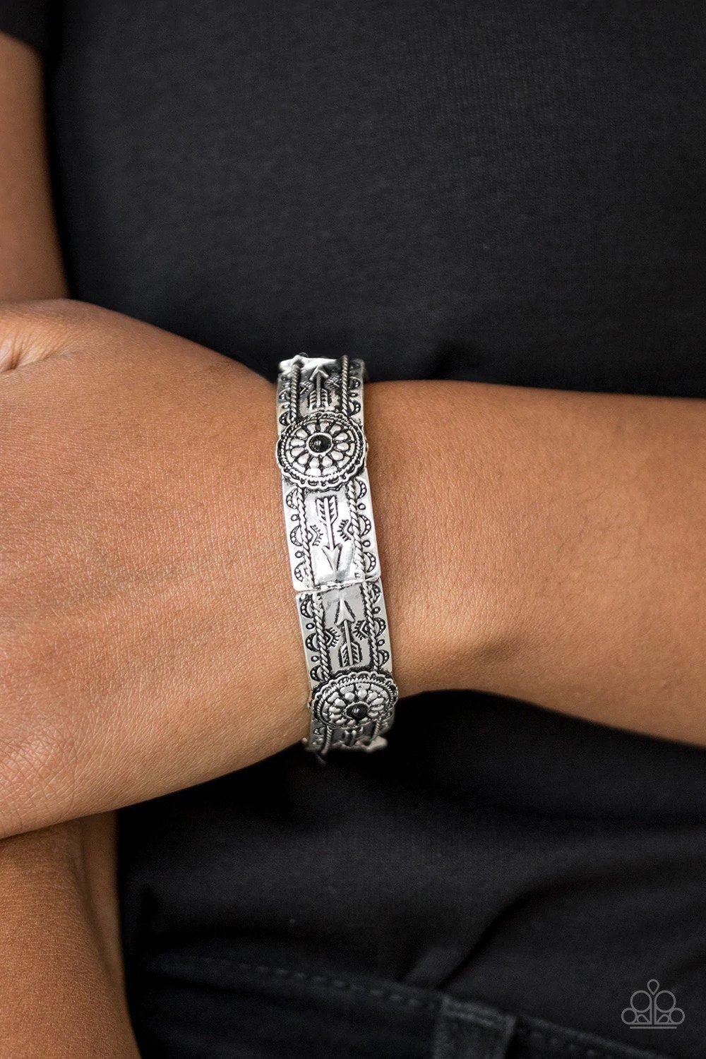 Southern Borders Black Bracelet - Paparazzi Accessories- on model - CarasShop.com - Paparazzi Jewelry by Cara Jewels