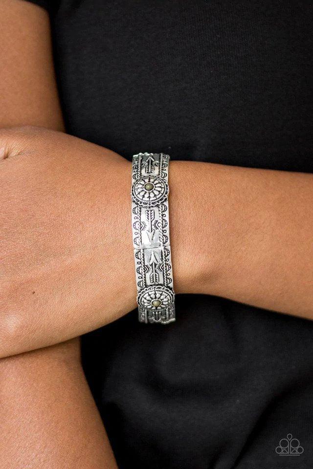 Southern Borders Green Bracelet - Paparazzi Accessories- on model - CarasShop.com - Paparazzi Jewelry by Cara Jewels