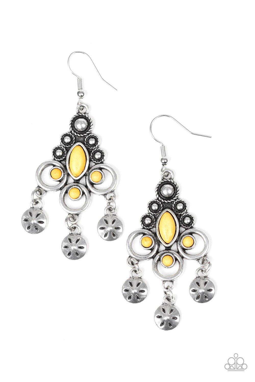 Southern Expressions Yellow Stone Earrings - Paparazzi Accessories- lightbox - CarasShop.com - Paparazzi Jewelry by Cara Jewels
