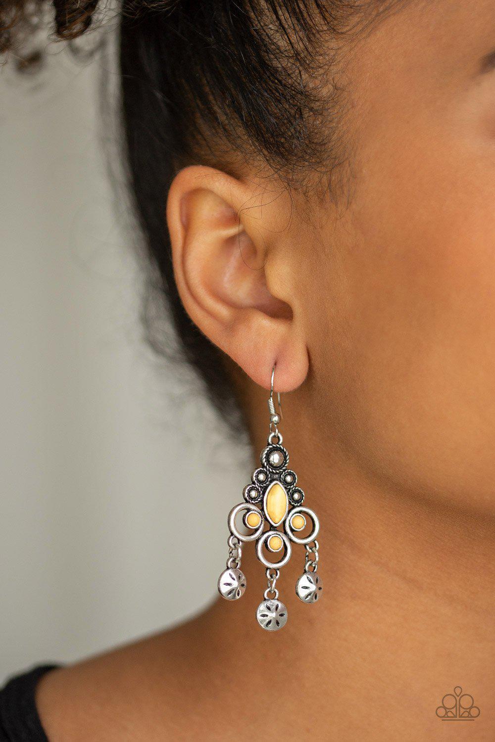 Southern Expressions Yellow Stone Earrings - Paparazzi Accessories- lightbox - CarasShop.com - Paparazzi Jewelry by Cara Jewels