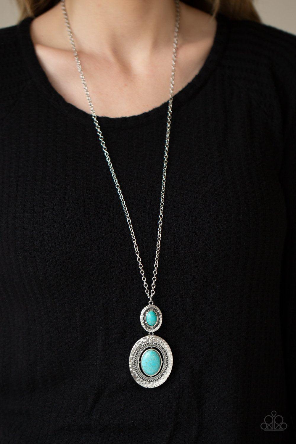 Southern Opera Turquoise Blue Stone Necklace - Paparazzi Accessories- lightbox - CarasShop.com - Paparazzi Jewelry by Cara Jewels