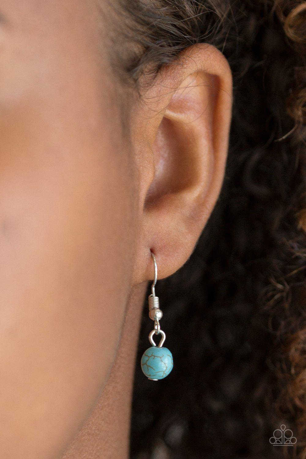 Southern Roots Turquoise Blue Stone Necklace - Paparazzi Accessories - free matching earrings -CarasShop.com - Paparazzi Jewelry by Cara Jewels