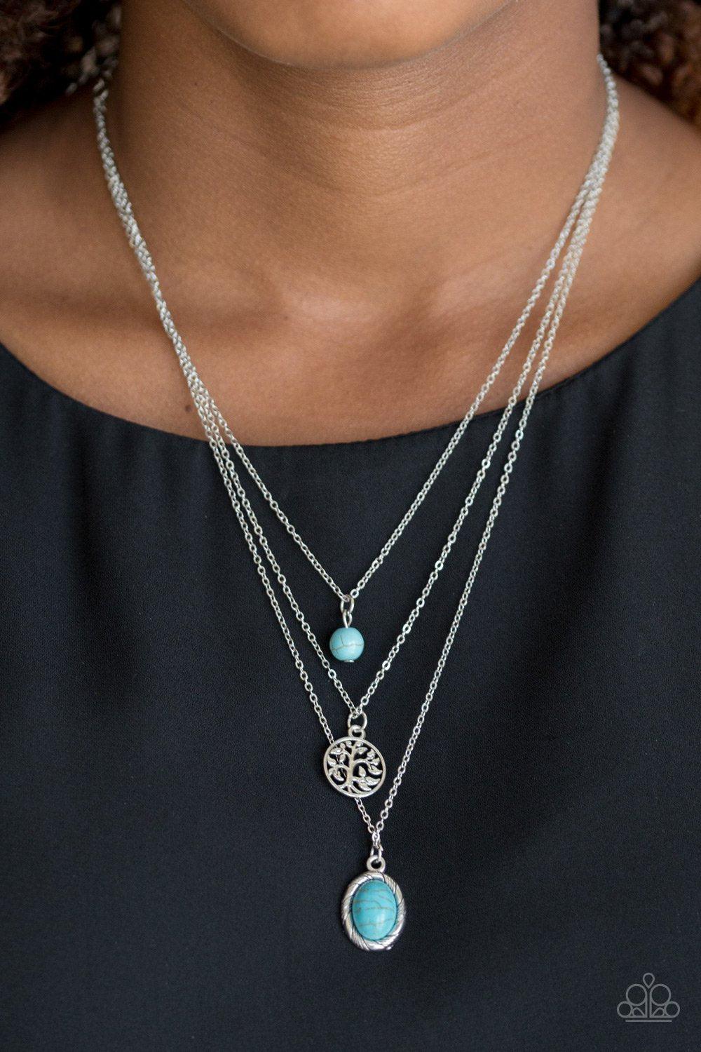 Southern Roots Turquoise Blue Stone Necklace - Paparazzi Accessories- lightbox - CarasShop.com - Paparazzi Jewelry by Cara Jewels