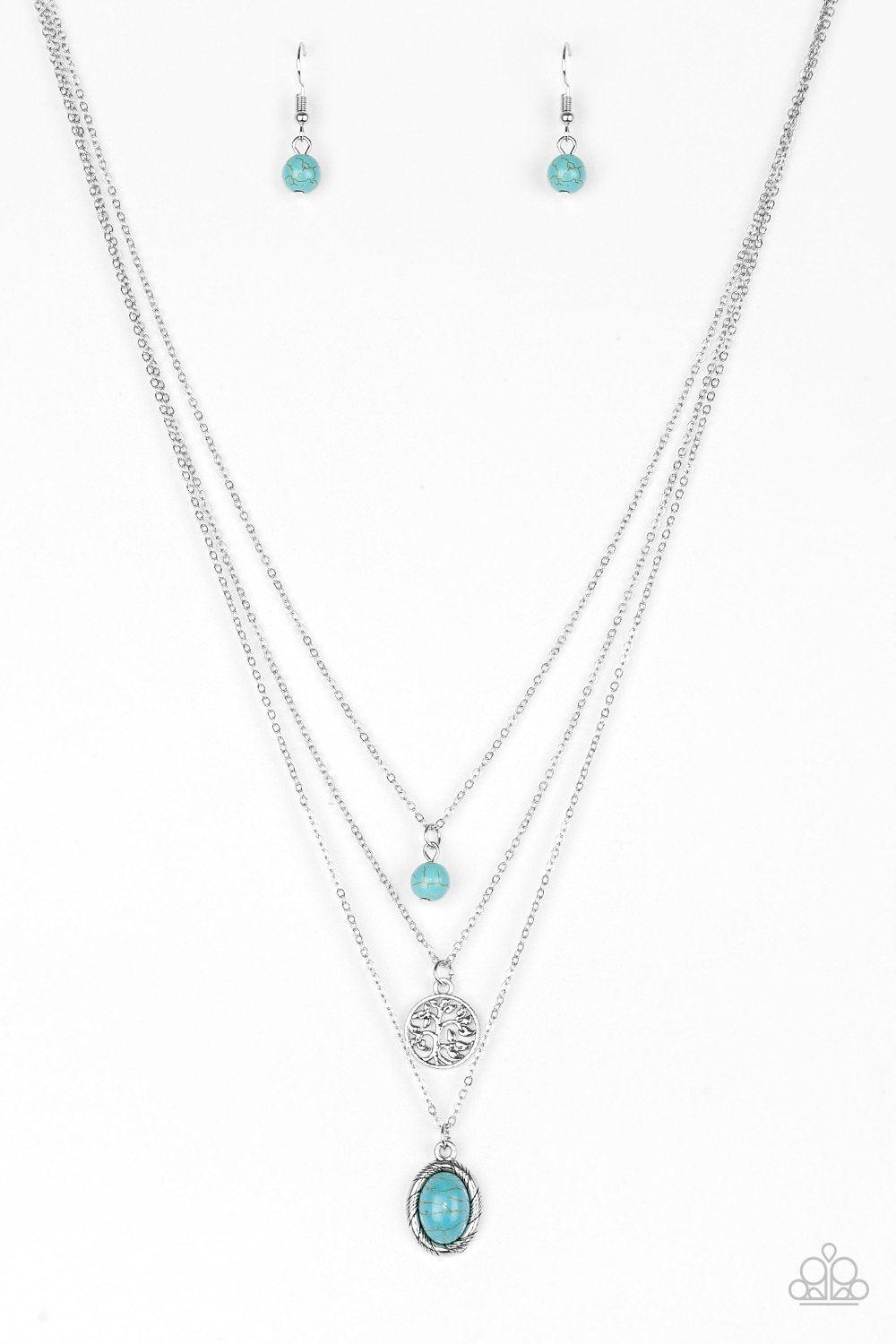 Southern Roots Turquoise Blue Stone Necklace - Paparazzi Accessories- on model - CarasShop.com - Paparazzi Jewelry by Cara Jewels