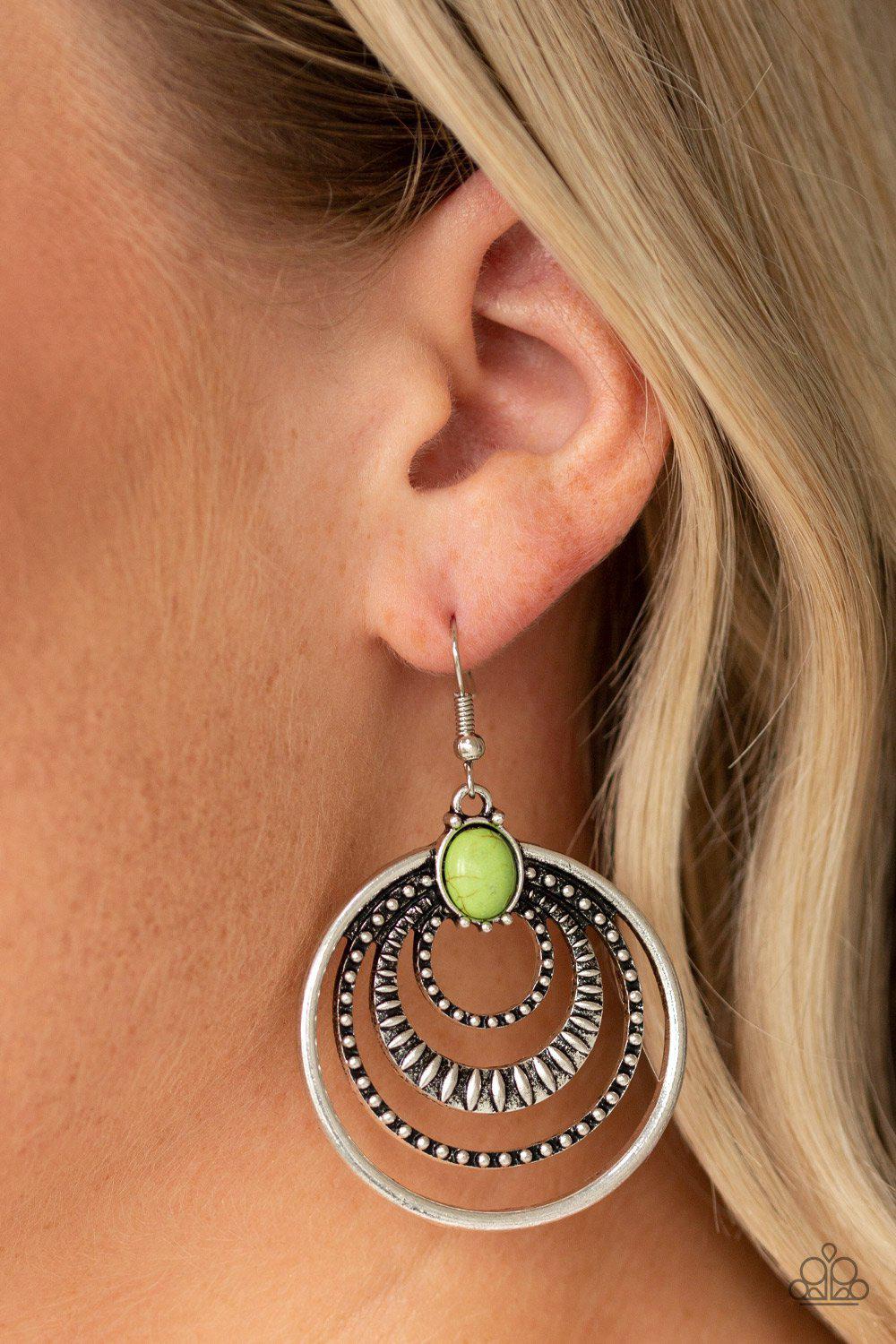 Southern Sol Green Stone Earrings - Paparazzi Accessories- lightbox - CarasShop.com - Paparazzi Jewelry by Cara Jewels