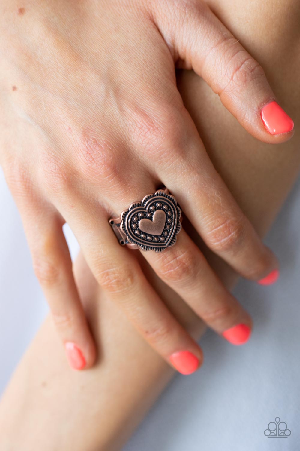 Southern Soulmate Copper Heart Ring - Paparazzi Accessories- lightbox - CarasShop.com - Paparazzi Jewelry by Cara Jewels