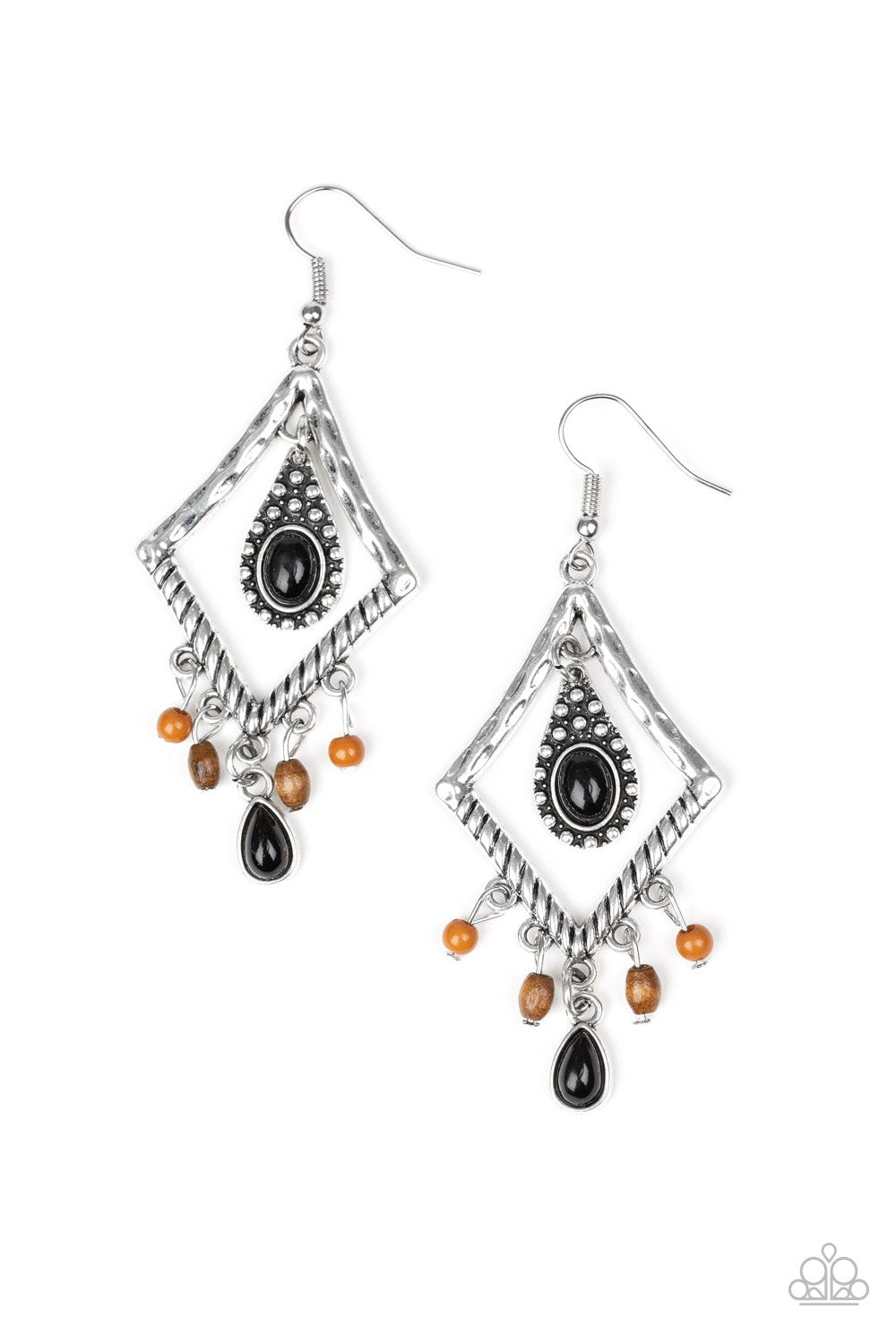 Southern Sunsets Multi - Black, Brown and Silver Earrings - Paparazzi Accessories- lightbox - CarasShop.com - Paparazzi Jewelry by Cara Jewels