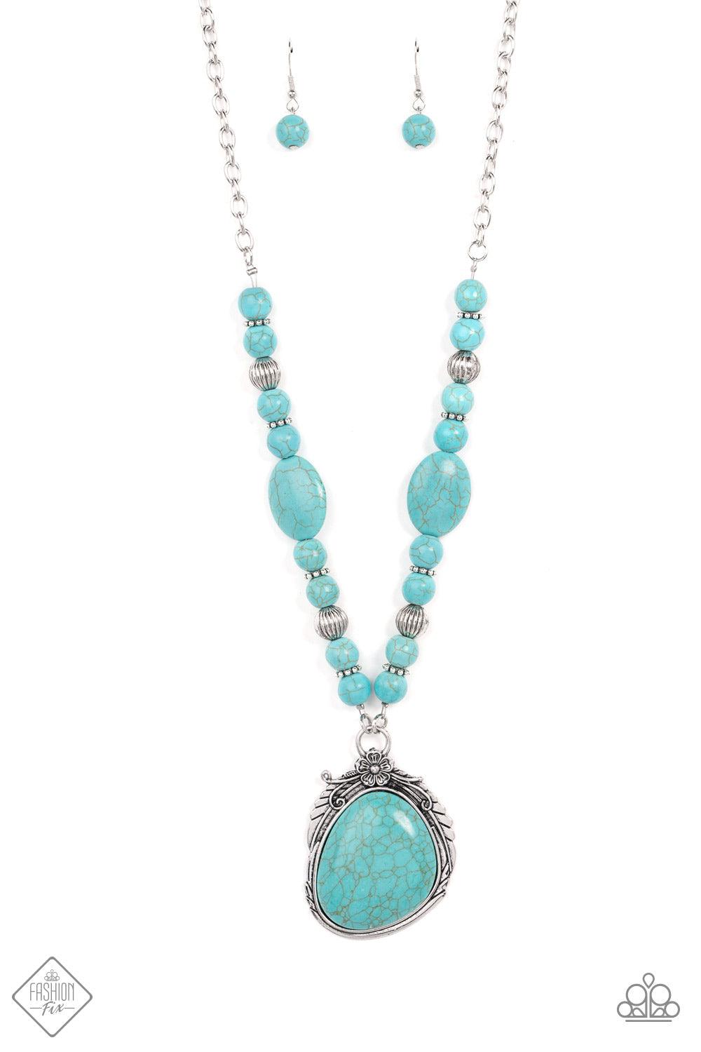 Southwest Paradise Turquoise Blue Stone Necklace - Paparazzi Accessories- lightbox - CarasShop.com - Paparazzi Jewelry by Cara Jewels