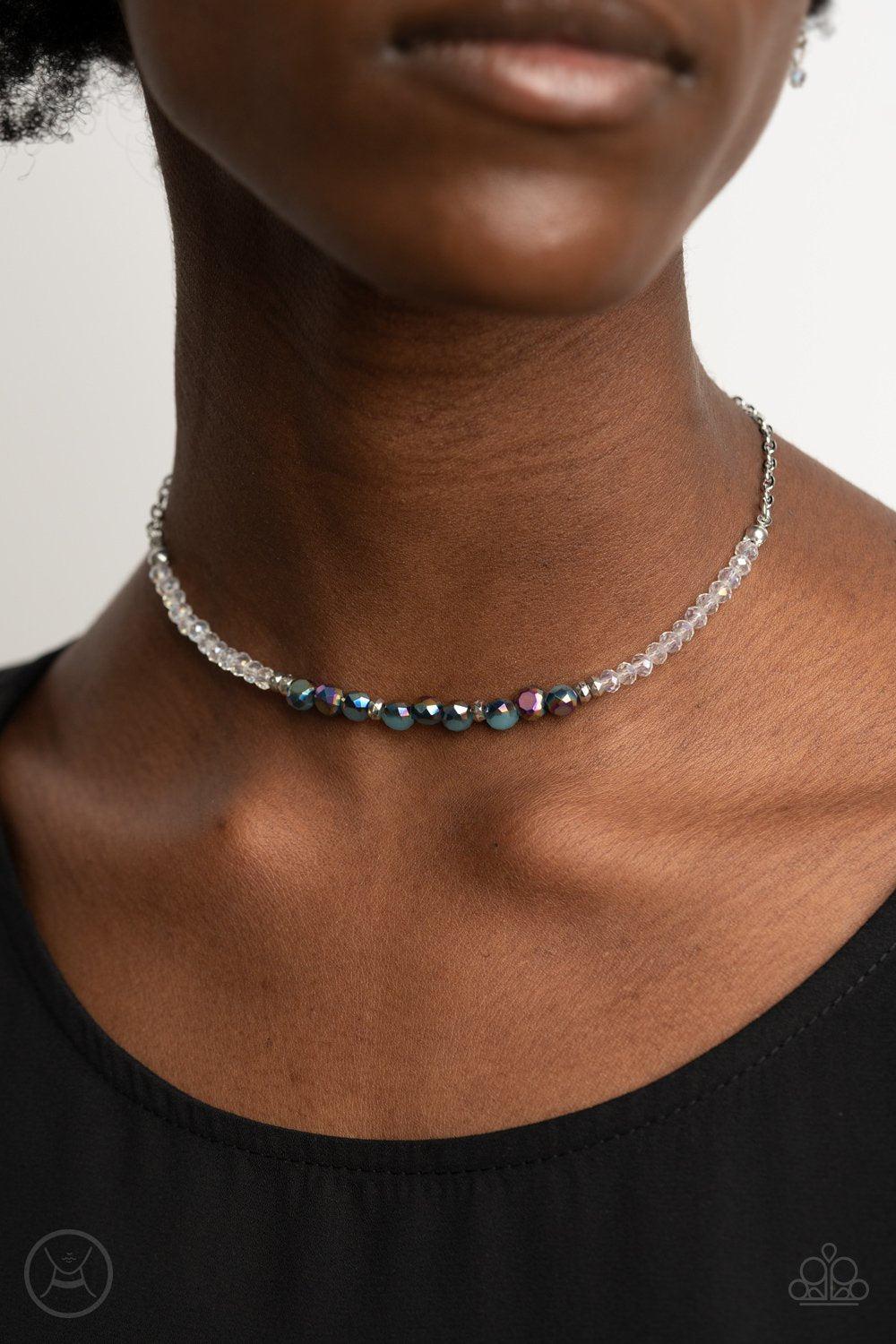 Space Odyssey Multi "Oil Spill" Choker Necklace - Paparazzi Accessories- on model - CarasShop.com - Paparazzi Jewelry by Cara Jewels