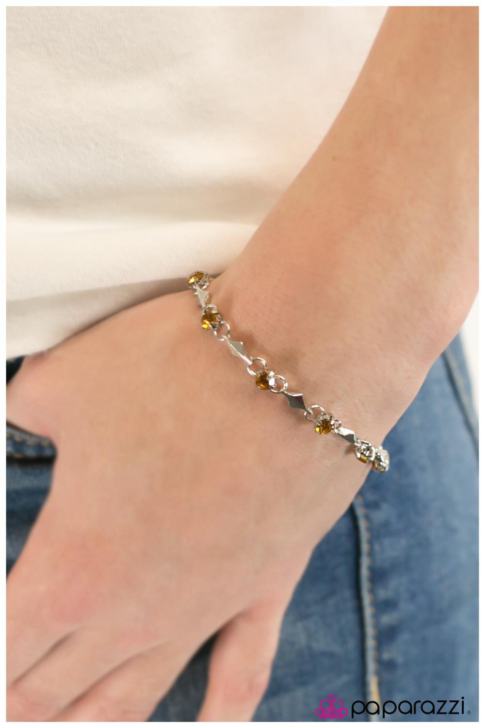 Sparkle And Shine Silver and Brown Gem Bracelet - Paparazzi Accessories- lightbox - CarasShop.com - Paparazzi Jewelry by Cara Jewels