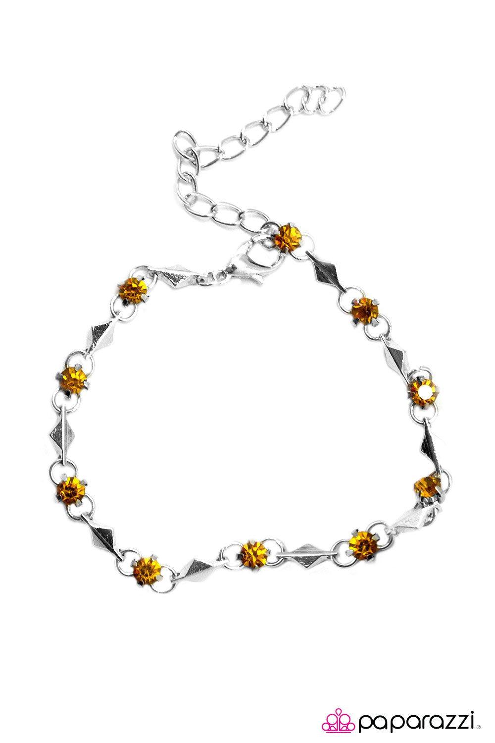 Sparkle And Shine Silver and Brown Gem Bracelet - Paparazzi Accessories- on model - CarasShop.com - Paparazzi Jewelry by Cara Jewels