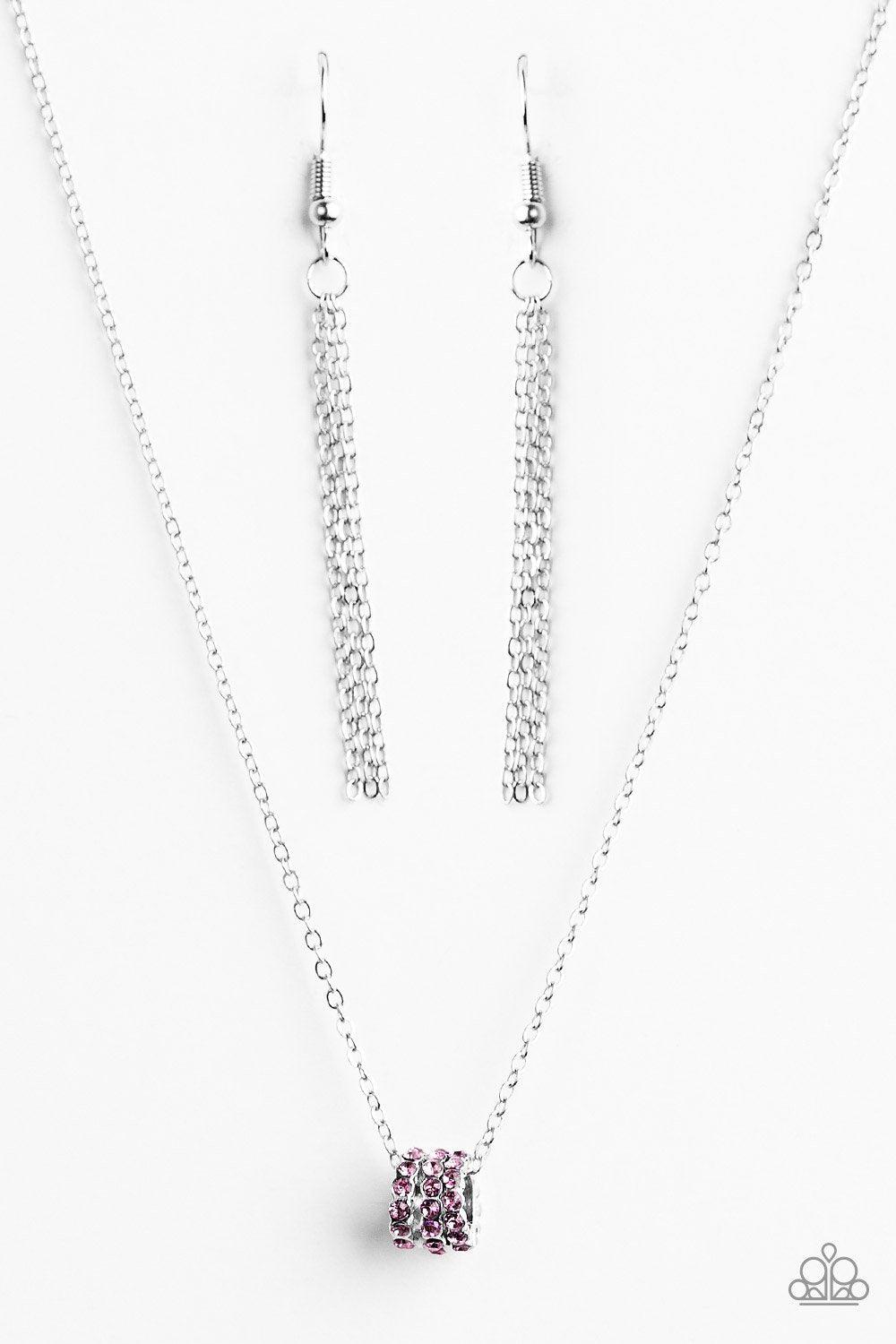 Sparkle Etiquette Silver and Purple Gem Necklace - Paparazzi Accessories - free matching earrings -CarasShop.com - Paparazzi Jewelry by Cara Jewels
