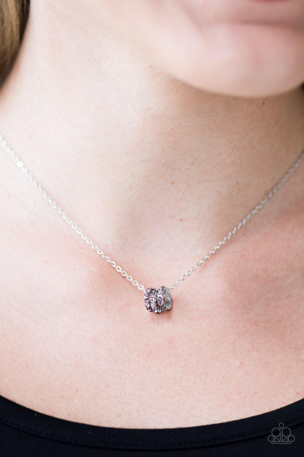 Sparkle Etiquette Silver and Purple Gem Necklace - Paparazzi Accessories- lightbox - CarasShop.com - Paparazzi Jewelry by Cara Jewels