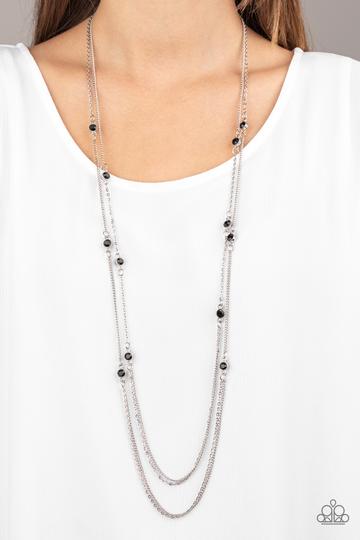 Sparkle Of The Day Black Rhinestone and Silver Necklace - Paparazzi Accessories- lightbox - CarasShop.com - Paparazzi Jewelry by Cara Jewels
