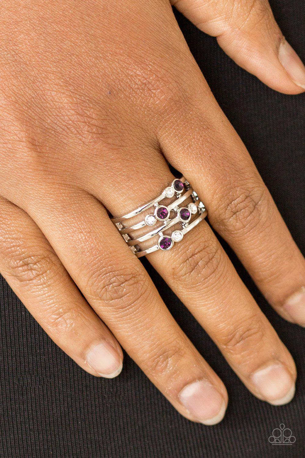 Sparkle Showdown Purple and Silver Ring - Paparazzi Accessories- lightbox - CarasShop.com - Paparazzi Jewelry by Cara Jewels