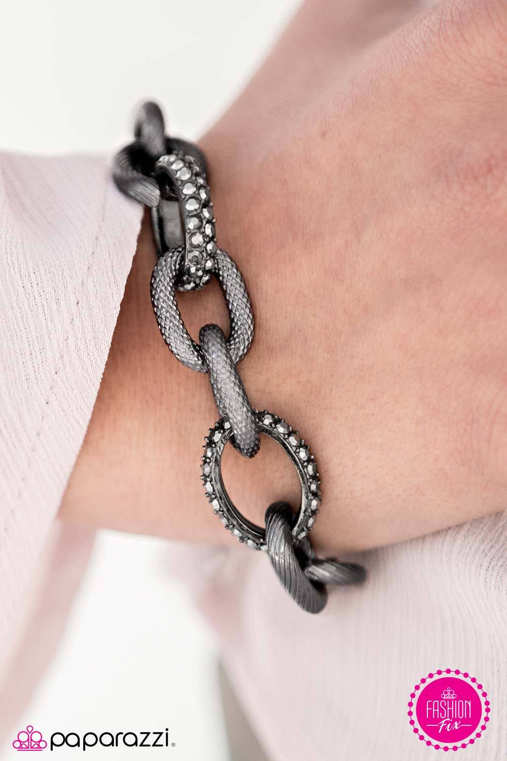 Sparkling Nights Black Bracelet - Paparazzi Accessories- lightbox - CarasShop.com - Paparazzi Jewelry by Cara Jewels