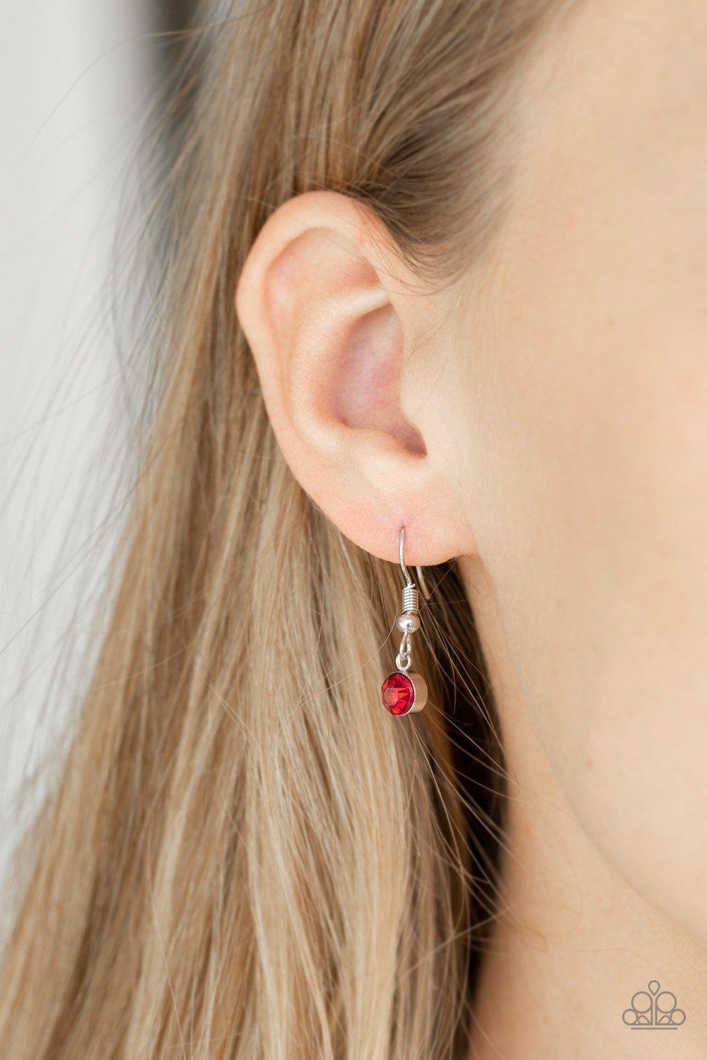 Sparkling Stargazer Red Rhinestone Necklace - Paparazzi Accessories - free matching earrings -CarasShop.com - Paparazzi Jewelry by Cara Jewels