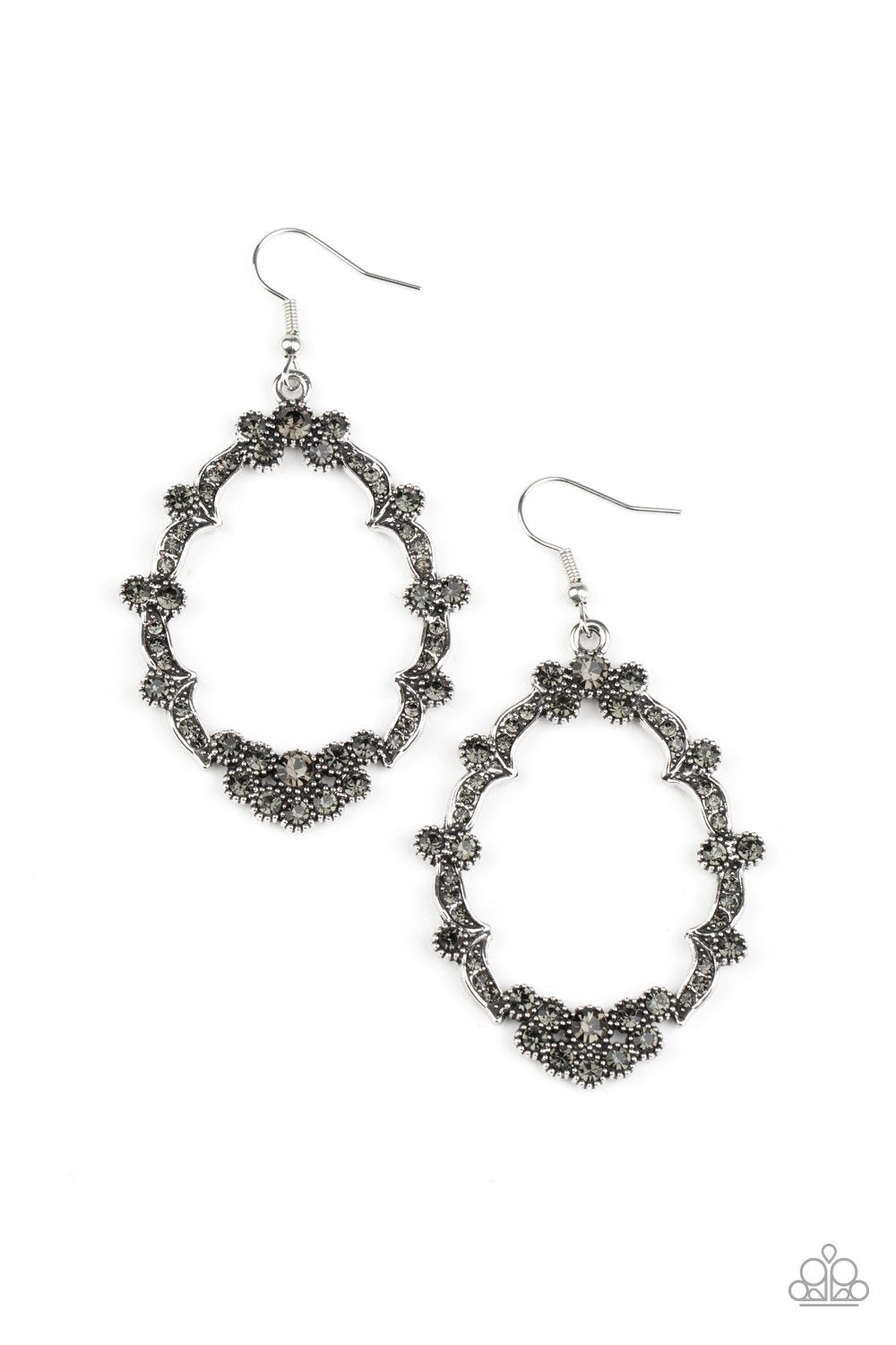Sparkly Status Silver Rhinestone Earrings - Paparazzi Accessories- lightbox - CarasShop.com - Paparazzi Jewelry by Cara Jewels