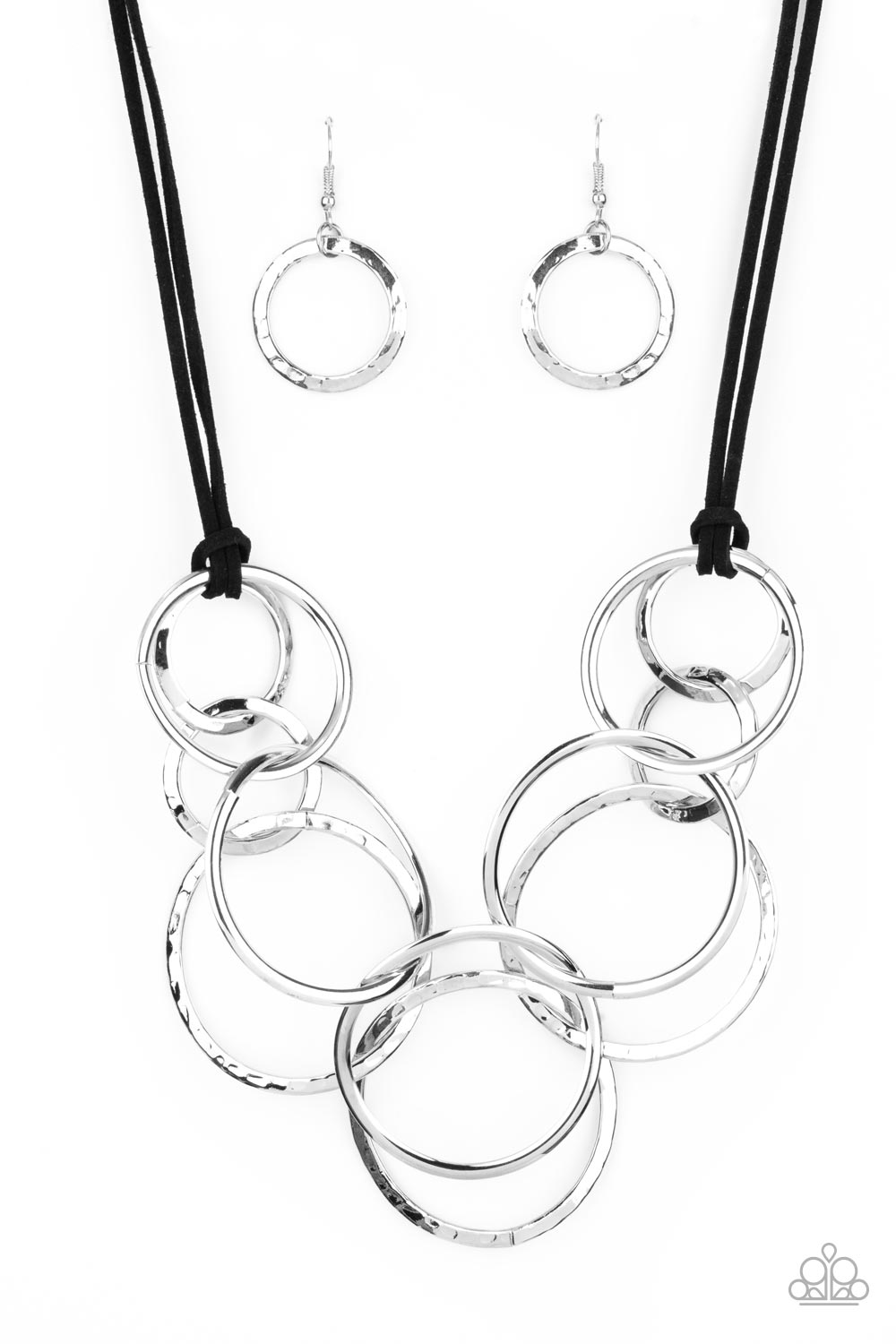 Spiraling Out of COUTURE Silver and Black Necklace - Paparazzi Accessories- lightbox - CarasShop.com - Paparazzi Jewelry by Cara Jewels