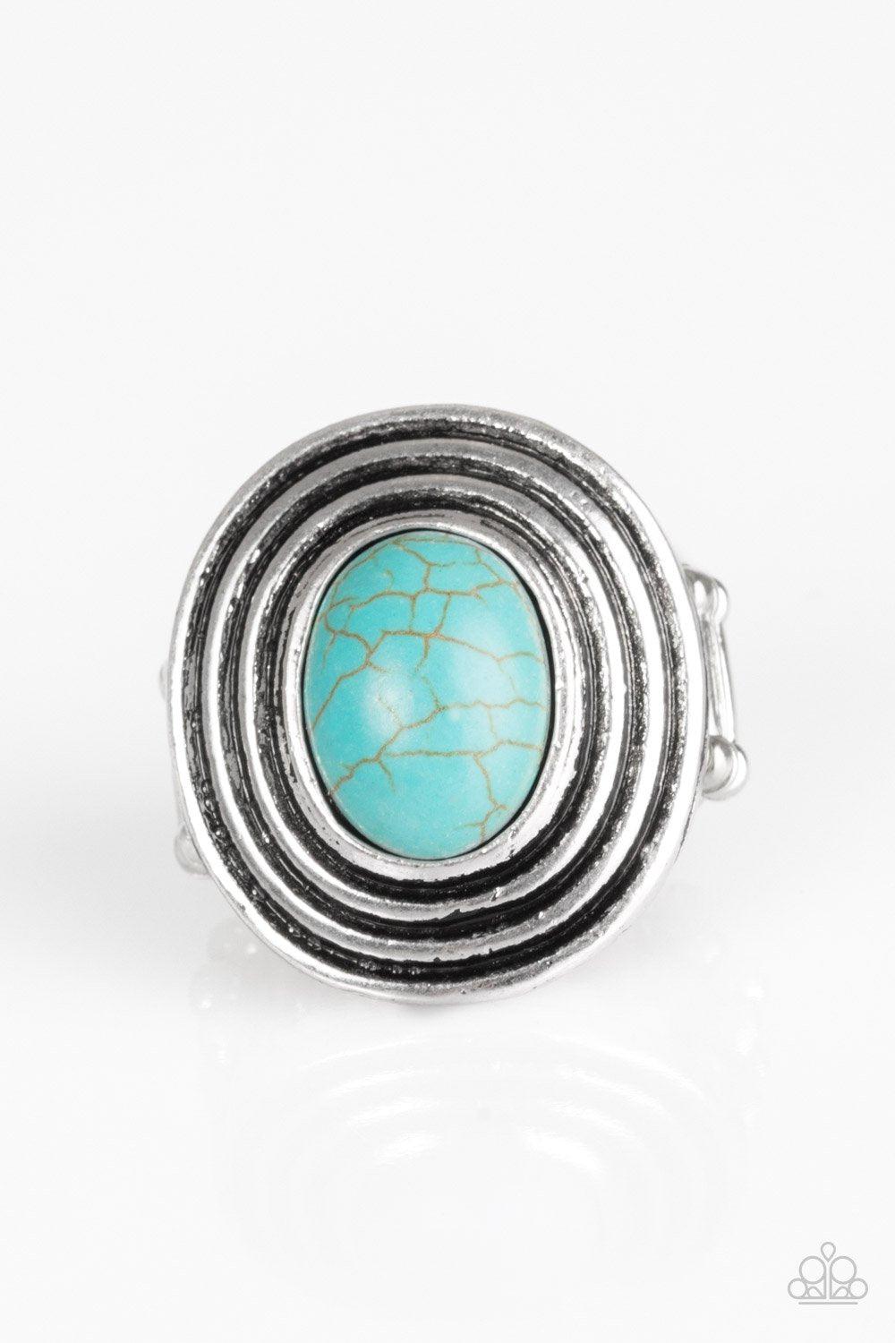 Spiraling Sands Turquoise Blue Stone Ring - Paparazzi Accessories- lightbox - CarasShop.com - Paparazzi Jewelry by Cara Jewels