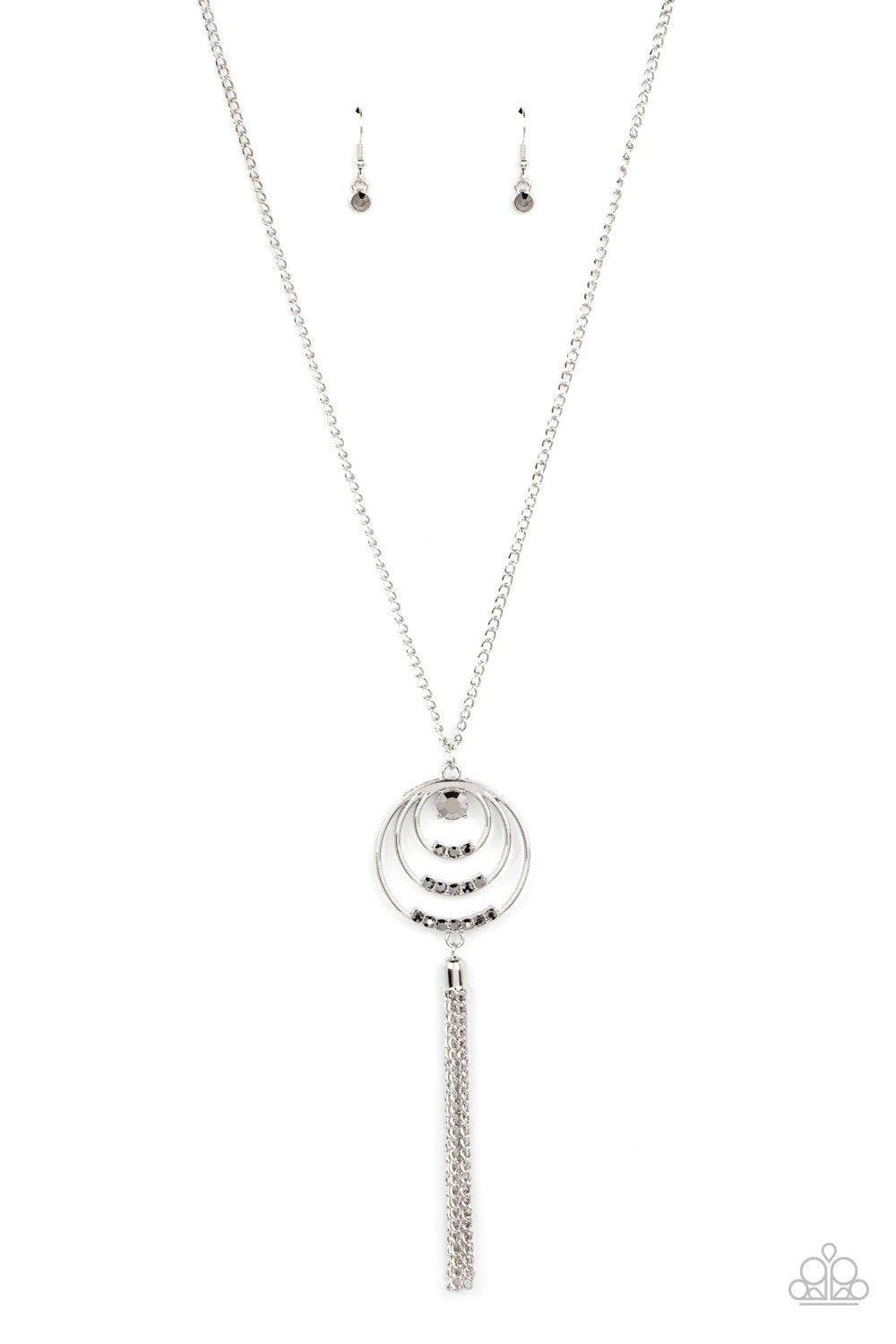 Spiraling Sparkle Silver Necklace - Paparazzi Accessories- lightbox - CarasShop.com - Paparazzi Jewelry by Cara Jewels