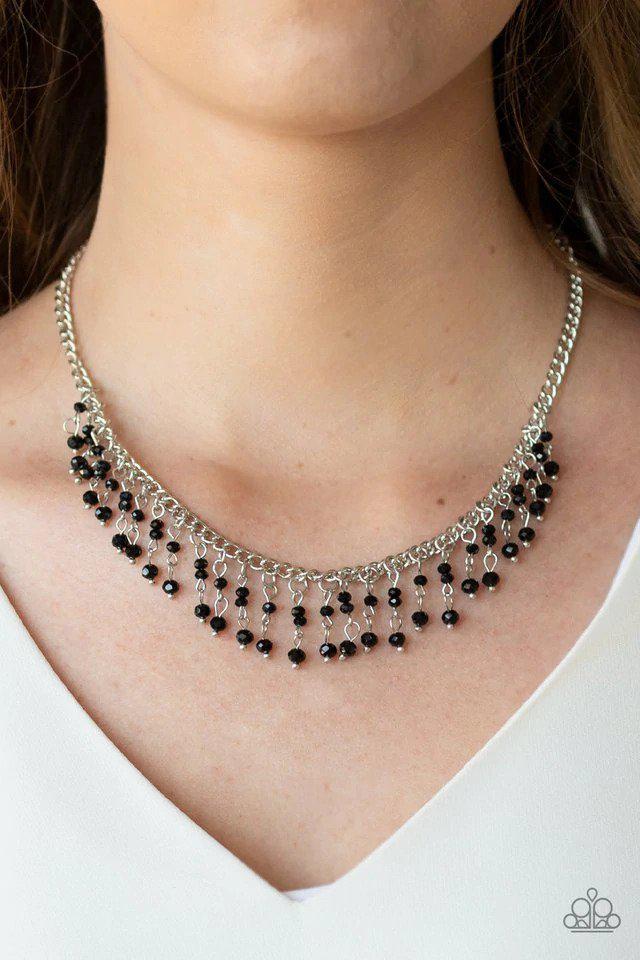 Sporadic Sparkle Black Necklace - Paparazzi Accessories- on model - CarasShop.com - Paparazzi Jewelry by Cara Jewels