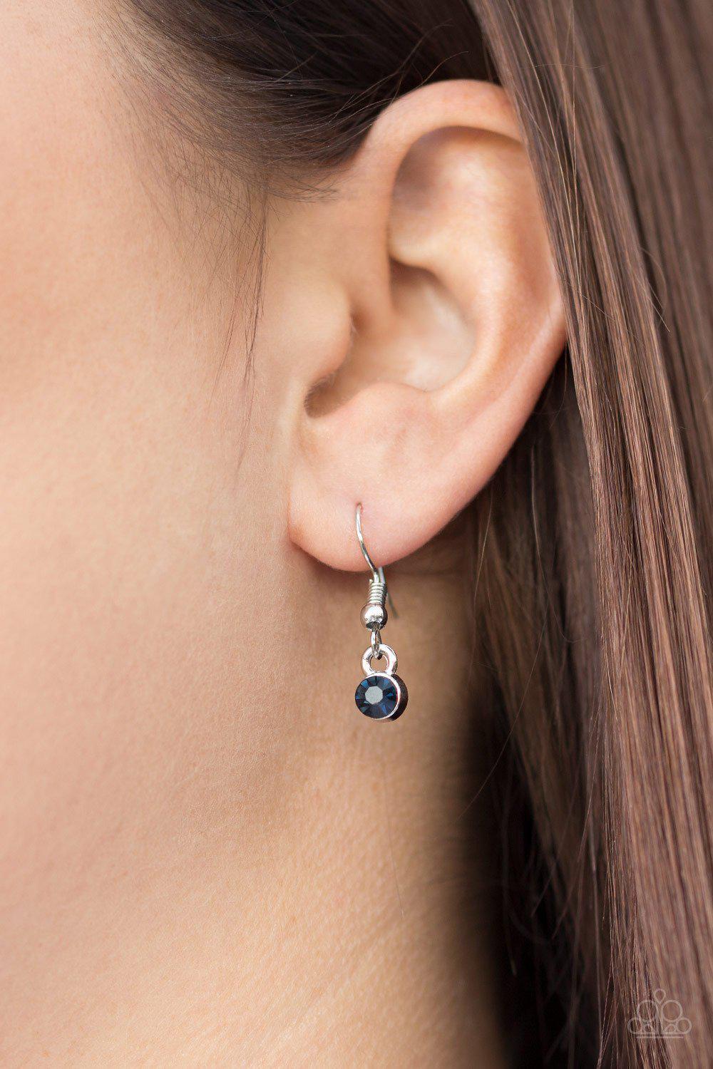 Spotlight Social Blue Rhinestone Pendant Necklace - Paparazzi Accessories - free matching earrings -CarasShop.com - Paparazzi Jewelry by Cara Jewels