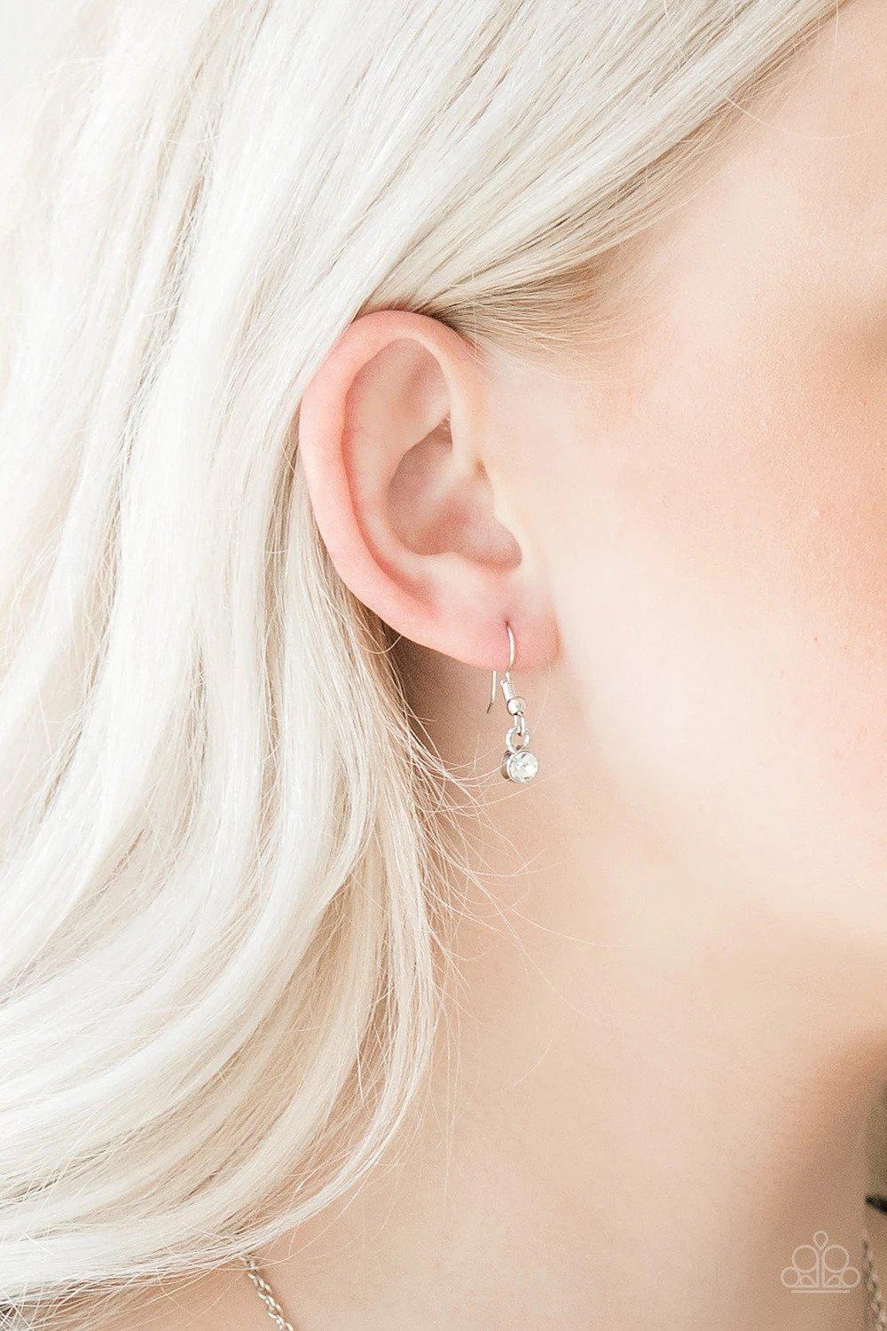 Spotlight Social White Rhinestone Necklace - Paparazzi Accessories - free matching earrings -CarasShop.com - Paparazzi Jewelry by Cara Jewels