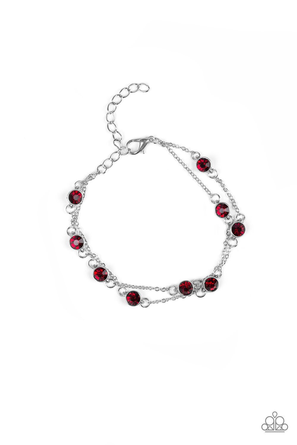 Spotlight Starlight Red Rhinestone Bracelet - Paparazzi Accessories- on model - CarasShop.com - Paparazzi Jewelry by Cara Jewels