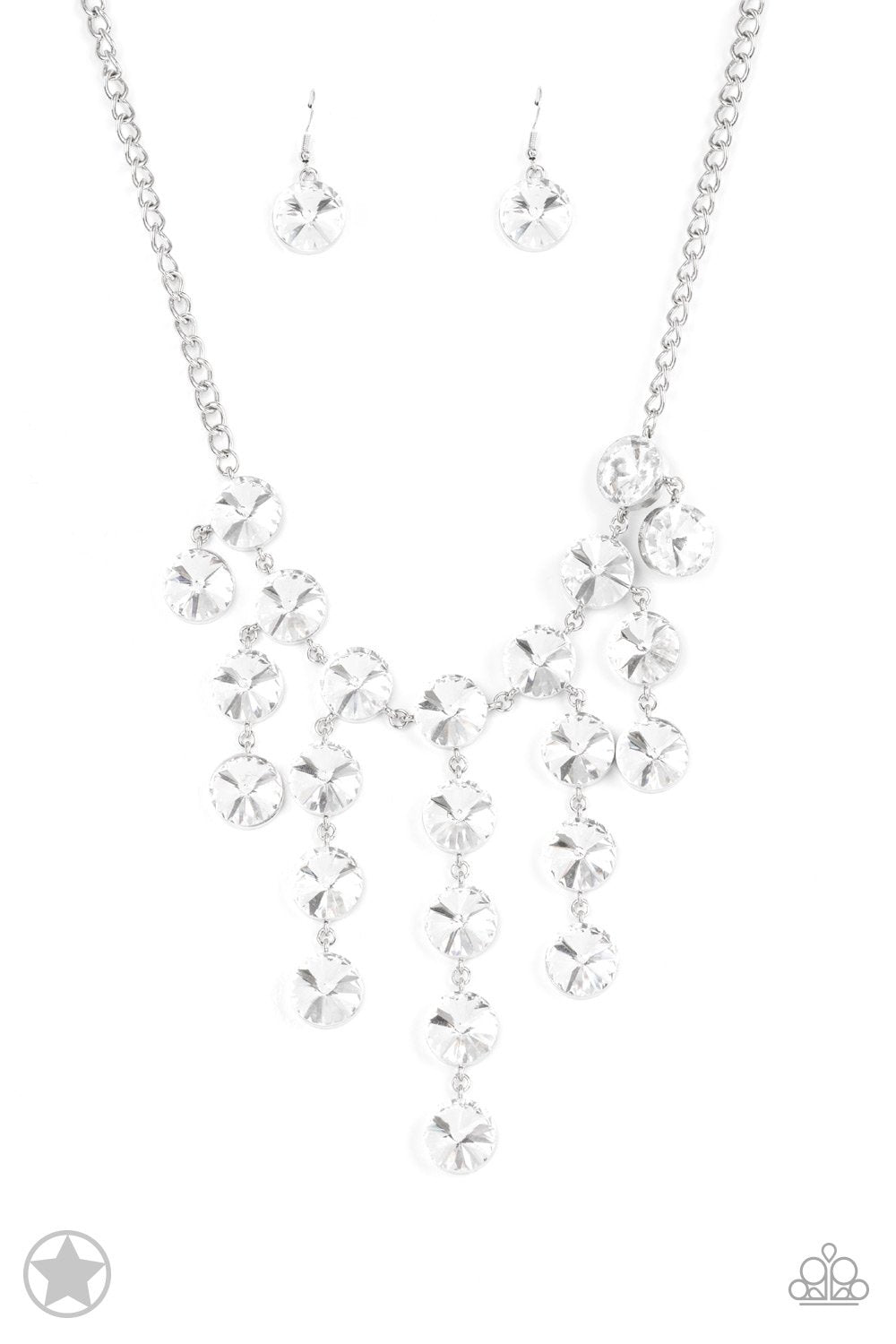 Spotlight Stunner White Rhinestone Necklace - Paparazzi Accessories- lightbox - CarasShop.com - Paparazzi Jewelry by Cara Jewels