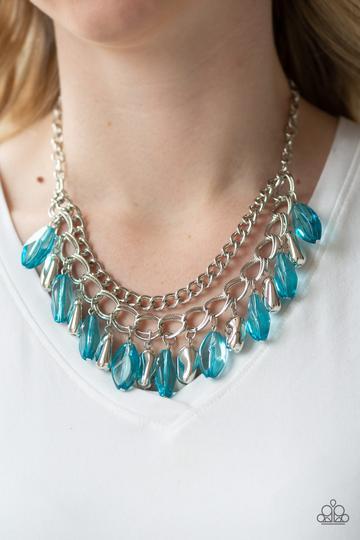 Spring Daydream Blue Necklace - Paparazzi Accessories- on model - CarasShop.com - Paparazzi Jewelry by Cara Jewels
