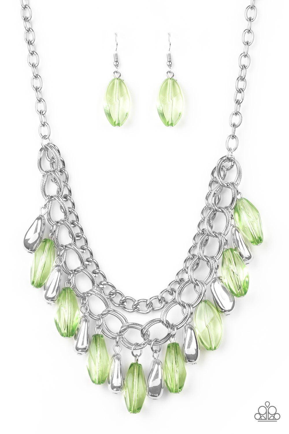 Spring Daydream Green Necklace and matching Earrings - Paparazzi Accessories- lightbox - CarasShop.com - Paparazzi Jewelry by Cara Jewels