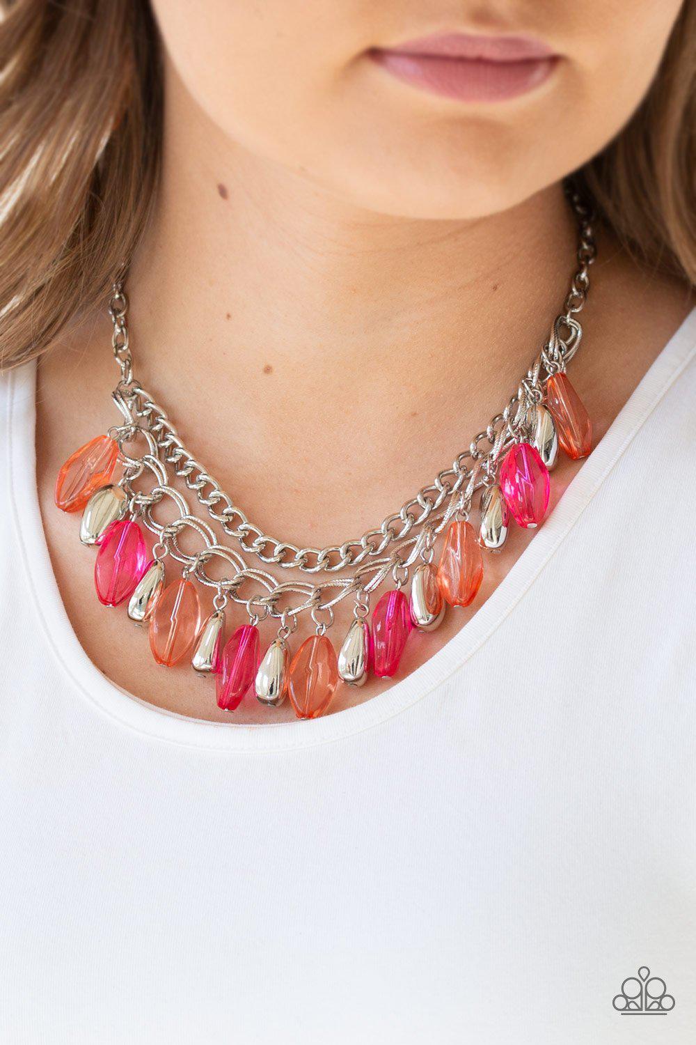 Spring Daydream Multi-color Pink and Coral Necklace and matching Earrings - Paparazzi Accessories- lightbox - CarasShop.com - Paparazzi Jewelry by Cara Jewels