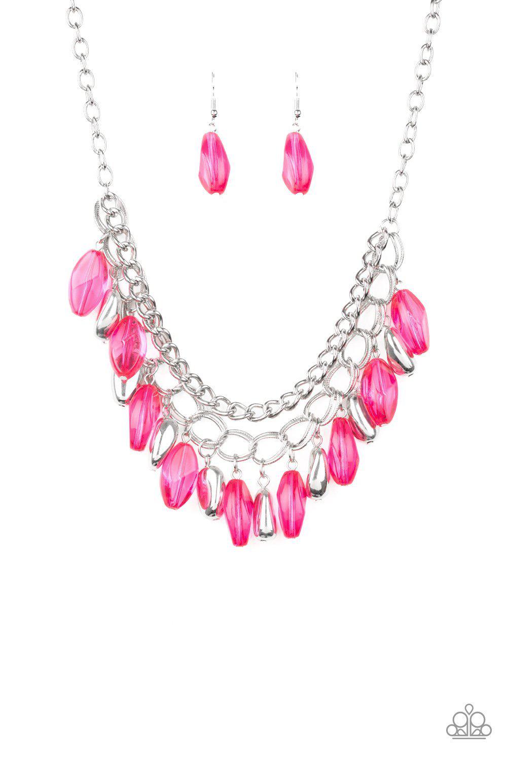 Spring Daydream Pink Necklace - Paparazzi Accessories- on model - CarasShop.com - Paparazzi Jewelry by Cara Jewels