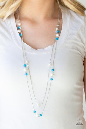 Spring Splash Blue Necklace - Paparazzi Accessories- on model - CarasShop.com - Paparazzi Jewelry by Cara Jewels