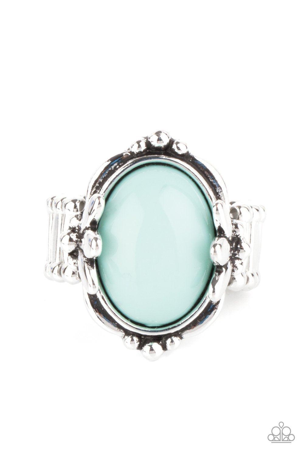 Springtime Splendor Blue and Silver Ring - Paparazzi Accessories- lightbox - CarasShop.com - Paparazzi Jewelry by Cara Jewels
