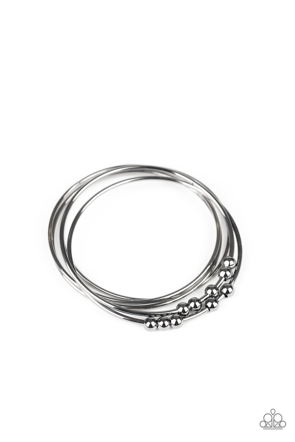 Stack Challenge Gunmetal Black Bangle Bracelet Set - Paparazzi Accessories- lightbox - CarasShop.com - Paparazzi Jewelry by Cara Jewels