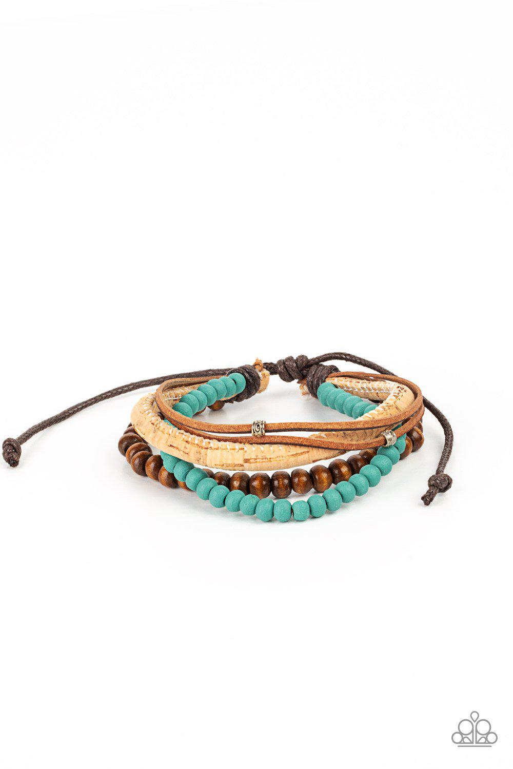 STACK To Basics Turquoise Blue Urban Knot Bracelet - Paparazzi Accessories- lightbox - CarasShop.com - Paparazzi Jewelry by Cara Jewels